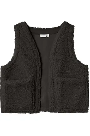 NAME IT Mädchen Nkfriteddy Waistcoat Teddyweste, Black, 146/152
