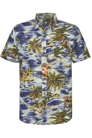 Petrol Industries Hemd mit Botanikmuster Coastal Blau XL