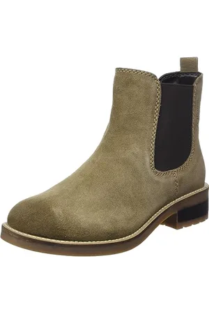 QS by s.Oliver Damen Chelsea Boots aus Wildleder Blockabsatz Grün , 42