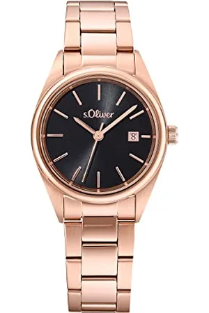 QS by s.Oliver Armbanduhr Damen Quarzuhr Analog, mit Edelstahl Armband, Rosefarben, 3 bar Wasserdicht, Kommt in Uhren Geschenk Box, 2033533