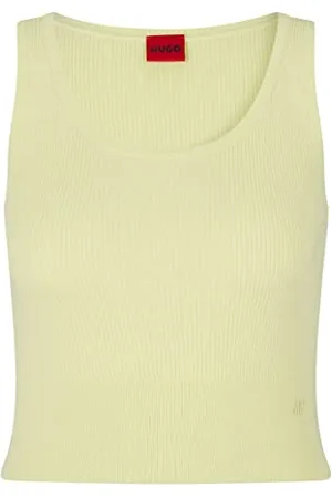 HUGO BOSS Damen Sorellemy Slim-Fit Tanktop aus Bio-Baumwoll-Mix Hellgelb L