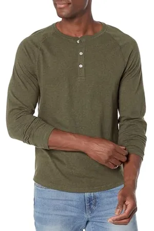Amazon Herren Langärmeliges Henley-Shirt, Schmale Passform, , M