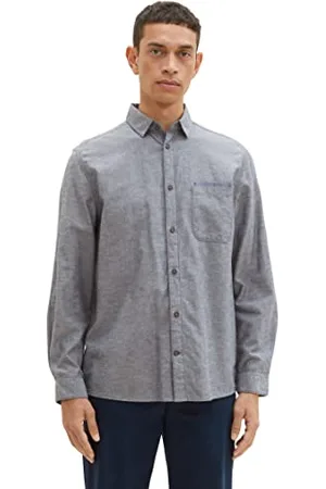 TOM TAILOR Herren 1036237 Comfort Fit Hemd mit Verstellbarer Ärmellänge, 28941-Navy Chambray, M
