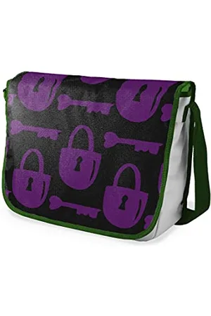 Bonamaison Le Jardin du Lin Digital Bedruckte Messenger Schultaschen mit Khaki Riemen für Mädchen und Jungen, Zurück zur Schule, Kuriertaschen für Schüler, Umhängetaschen, Größe: 29x36 Cm