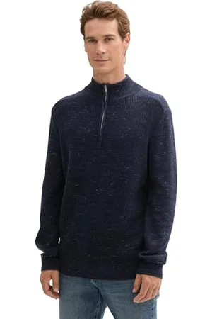 TOM TAILOR Herren Multicolor Troyer Pullover mit Wollanteil, , XXL