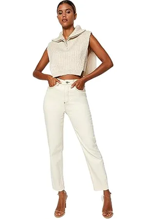Trendyol Damen Gerade Mama Hohe Taille Jeans, , 36