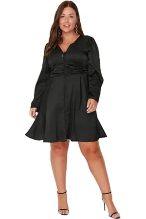 Trendyol Damen Woman Maxi Bodycon Rundhalsausschnitt Gestrickt Kleid, , S