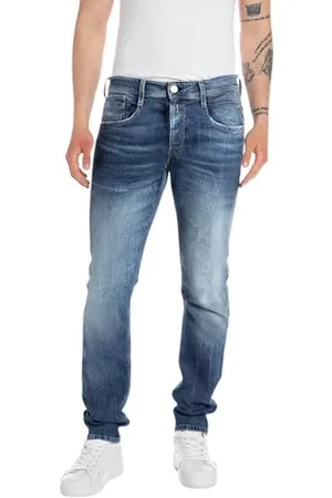 Replay Herren Jeans Anbass Slim-Fit Bio, Blau , 36W / 34L