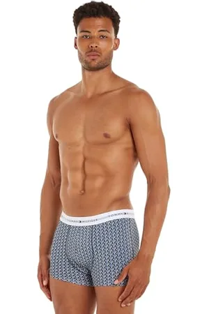 Tommy Hilfiger Herren 3er Pack Boxershorts Trunks Unterwäsche, Mehrfarbig (Crop Geo/Well Water/Desert Sky), SM