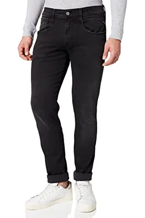 Replay Herren Jeans Anbass Slim-Fit Hyperflex Cloud mit Stretch, (Schwarz), 36W / 32L
