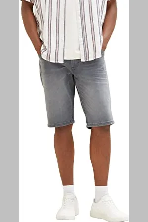 TOM TAILOR Herren Slim Fit Jeans Bermuda Shorts, Grau , 28