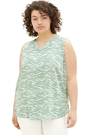 TOM TAILOR Damen 1035965 Plussize Bluse mit Muster, , 48 Große Größen