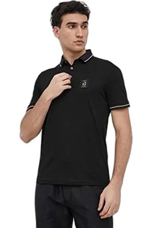 Armani Exchange Herren Ikone, Normale Passform, goldene Details, Poloshirt. Polo Shirt, Black, M