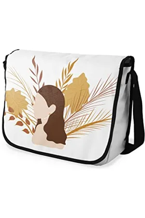 Bonamaison Le Jardin du Lin Digital Bedruckte Messenger Schultaschen mit Schwarzem Riemen für Mädchen und Jungen, Zurück zur Schule, Kuriertaschen für Schüler, Umhängetaschen, Größe: 29x36 Cm