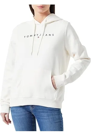 Tommy Hilfiger Damen Hoodie mit Kapuze, Beige (Ancient White), L