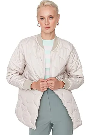 Trendyol Damen Oversize Puffer Plain Webstoff Winterjacke Coat, , S
