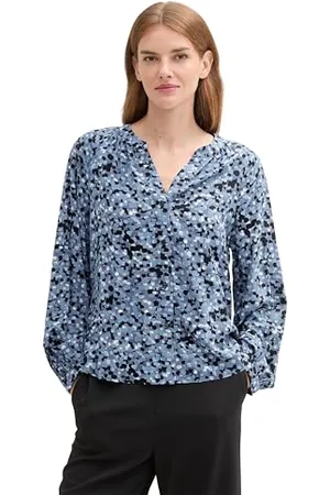 TOM TAILOR Damen Bluse mit Muster aus Viskose, , 32