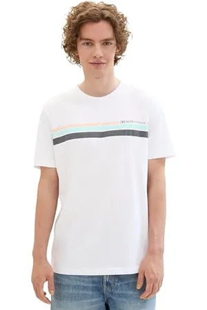 TOM TAILOR Herren T-Shirt mit Logo-Print aus Baumwolle, , L