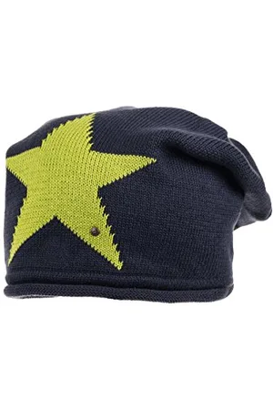 maximo Mädchen Mütze Beanie mit Stern, Gr. 55/57 cm, Blau (darkdenim/frisches grün 6668)