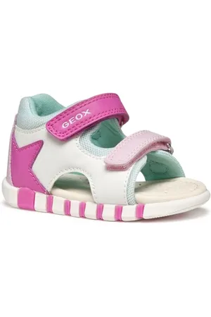 Geox Baby-Mädchen B IUPIDOO Gir Sandal, White/Fuchsia, 22 EU