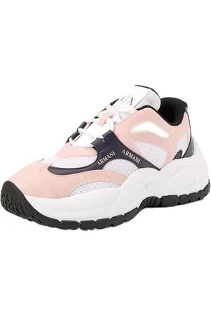 Armani Exchange Damen Vedder, Chunky Sole, Overall Logo Sneaker, Rose+ D.Blue+ op. White, 37.5 EU