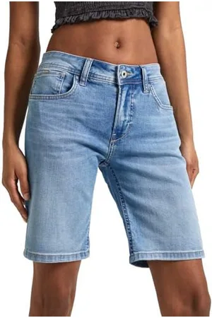 Pepe Jeans Damen Slim Short Mw Shorts, Blau (Denim-MN7), 24W