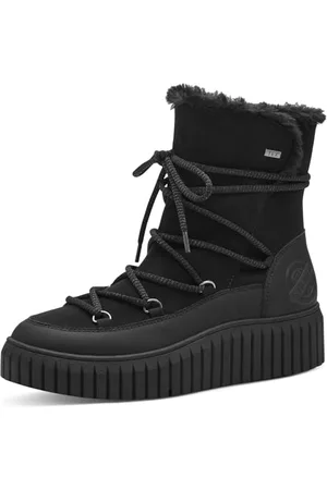 QS by s.Oliver Damen Stiefeletten zum Schnüren Wasserabweisend Vegan, (Black), 39 EU