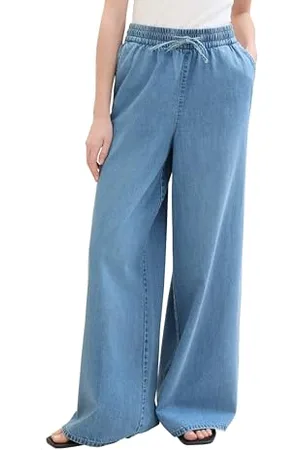 TOM TAILOR Damen Soft flared Jeans, Used Light Stone Blue Denim, M