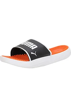 PUMA Herren Softride Slide Massage Schiebe-Sandalen, Black White Cayenne Pepper, 39 EU