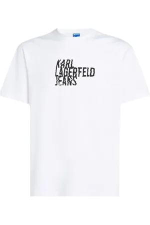 Karl Lagerfeld Herren, Regelmässiges Kurzarm-Logo-T-T-Shirt, Weiss, Gross