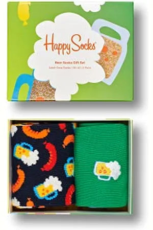 Happy Socks Unisex 2-Pack Beer Gift Set Socken, -Blau-Orange, 41-46 (2er Pack)