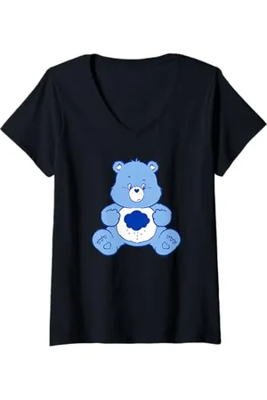 Care Bears Damen Vintage Classic Grumpy Bear Cloudy Belly Badge T-Shirt mit V-Ausschnitt