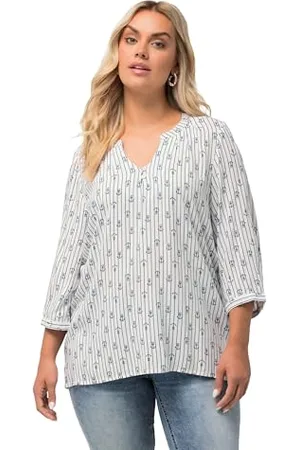 Ulla Popken Damen, große Größen, Tunika mit Knopfleiste und Druck