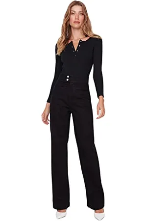 Trendyol Damen Herren Hoher Bund Weites Bein der 90er Jeans, , 42 EU