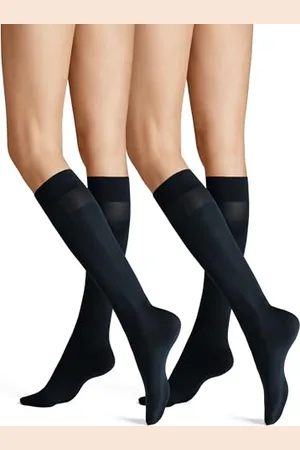 Hudson Damen Kniestrümpfe Simply 40 2-Pack druckfreier Bund Marine 0335 39-42