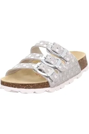 Superfit Mädchen FUSSBETTPANTOFFEL Hausschuhe, SILBER/WEIß 9510