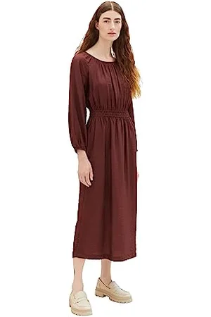 TOM TAILOR Damen 1037929 Maxikleid mit Raffung, 30337-raisin, 40