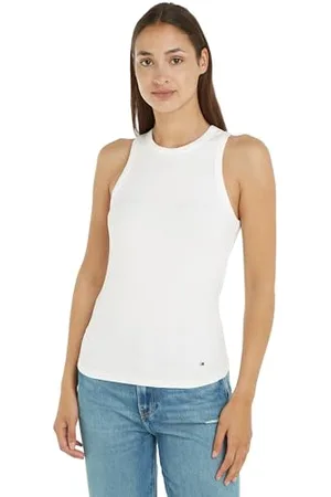 Tommy Hilfiger SLIM 5X2 RIB TANK TOP NS Andere Strickoberteile Damen, Weiß (Ecru), XXS