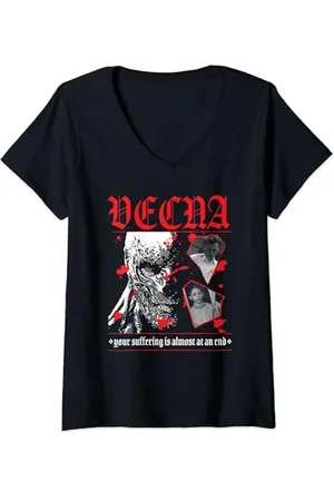 Stranger Things Damen Classic Horror Vecna aus den 80ern Supernatural T-Shirt mit V-Ausschnitt