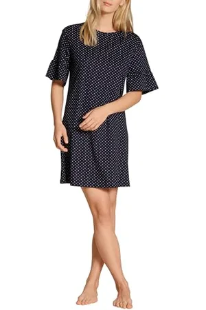 Calida Favourites Freizeit Kleid Damen, aus 100% Baumwolle, mit Flatterärmeln