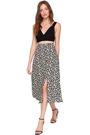 Trendyol Damen Tile Flower Pattern Tip Detailed Skirt, , 42 EU