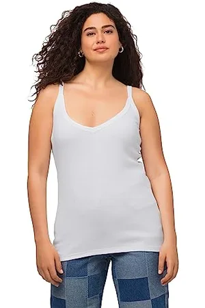 Ulla Popken Damen Ripptop mit V-Ausschnitt Top, , 50-52