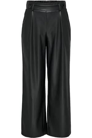 JDY Damen SOYA GEGGO PU Pant JRS NOOS Stoffhose, Black, XS / 32L