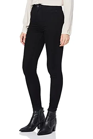 Noisy May Damen Skinny Fit Jeans High Waist Denim Stretch Hose Black Tapered Pants NMCALLIE