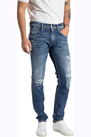 Replay Herren Jeans Anbass Slim-Fit Bio, Blau , 28W / 32L