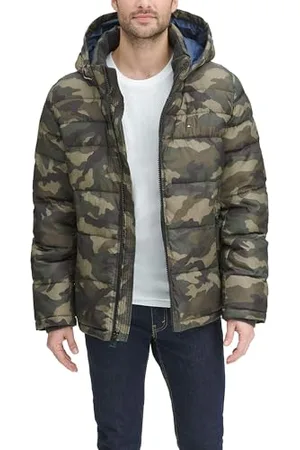 Tommy Hilfiger Herren Klassische Kapuzenjacke (Normale Größen) Daunenjacke für Oberbekleidung, olivgrün, Large Hoch