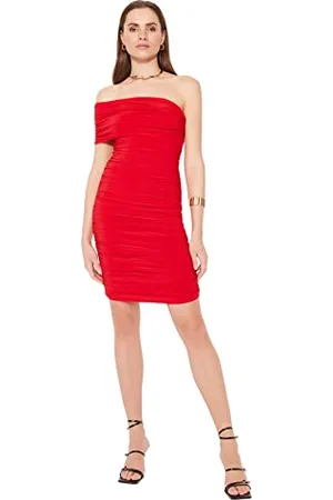 Trendyol Damen Figurbetontes, enganliegendes Mini-Strickkleid Kleid, , 40