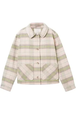 TOM TAILOR Mädchen 1038499 Overshirt Jacke mit Karomuster, 32535-light Grey Rose Check, 104-110