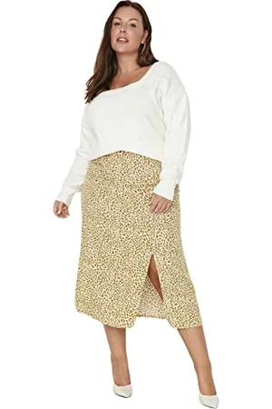 Trendyol Damen Midi A-Linie Schlitz Webstoff Größen in Rock Skirt, , 50
