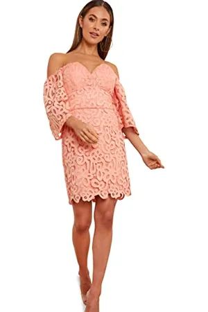 Chi Chi London Damen Bardot Premium Spitzenminikleid in Kleid für besondere Anlässe, 42